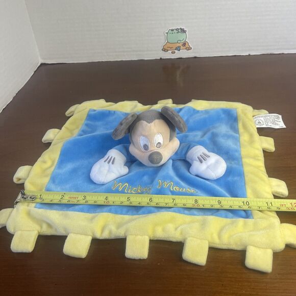 Disney Parks Mickey Mouse Yellow Blue Crinkle Baby Plush Soft Security Blanket - Picture 10 of 12